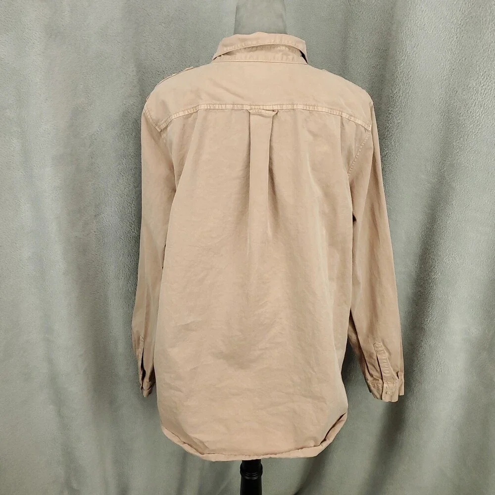 Banana Republic Button Up Womens XL Pink Ivory Soft Wash Military Safari Utility - Picture 10 of 10